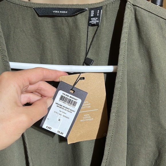 Vero Moda wrap dress Ivy green organic cotton - Picture 2 of 4